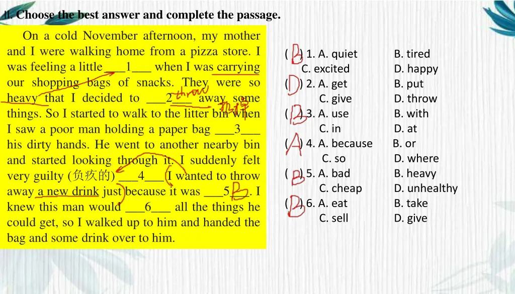 ii choose the best answer and complete the passage 2