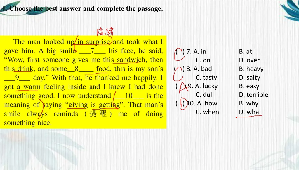 ii choose the best answer and complete the passage 3