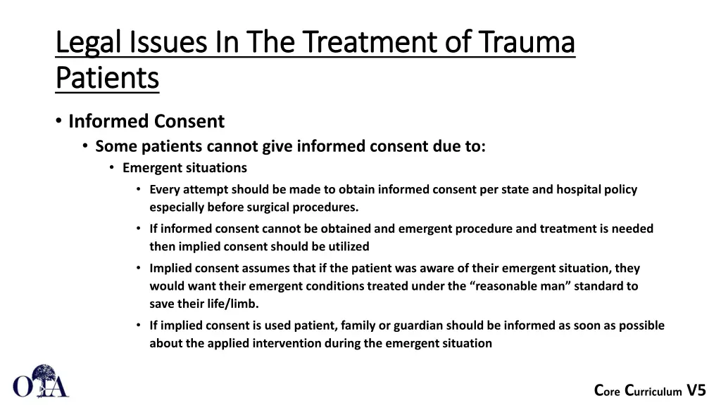 legal issues in the treatment of trauma legal