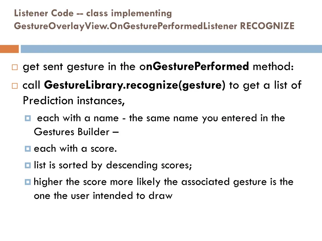 listener code class implementing