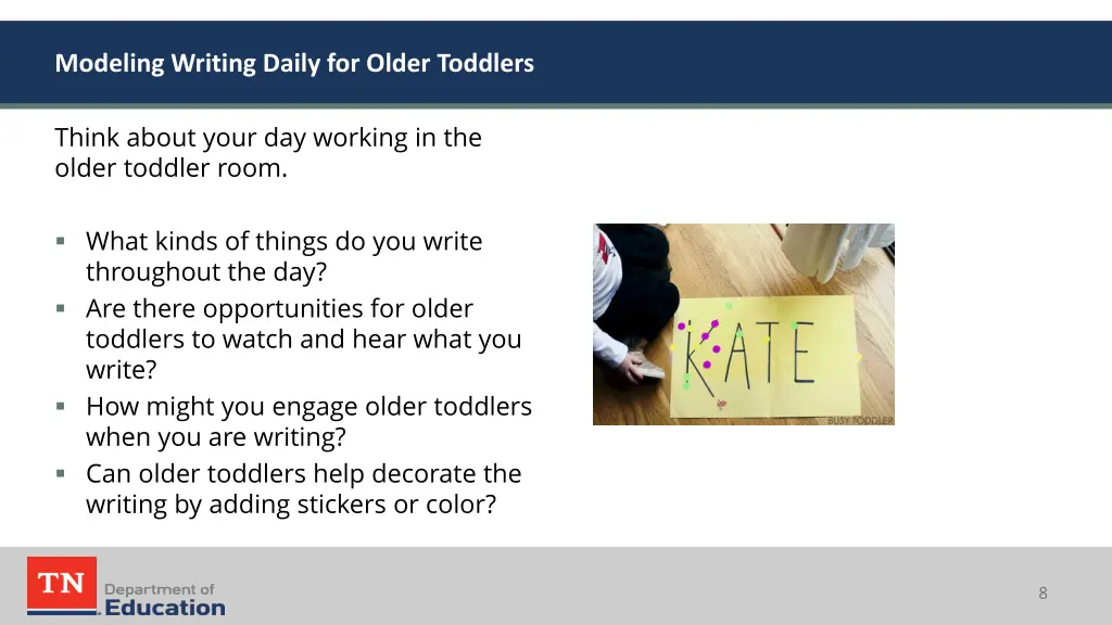 modeling writing daily for older toddlers