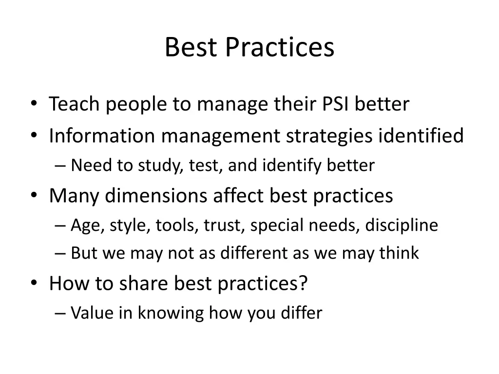 best practices