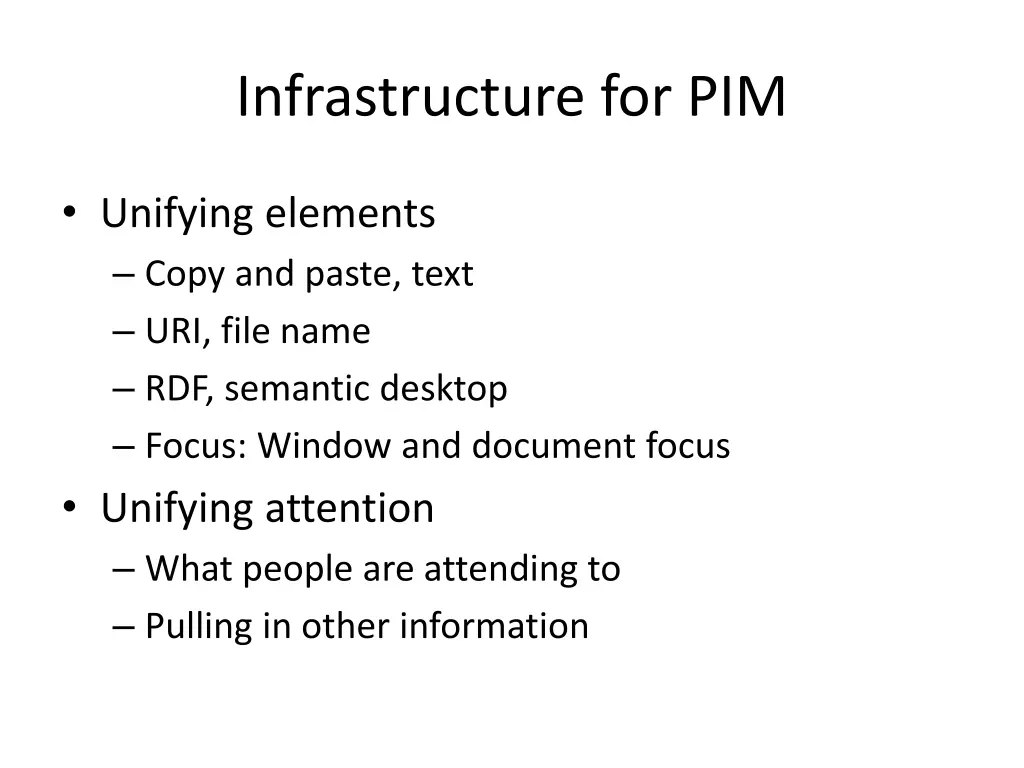 infrastructure for pim