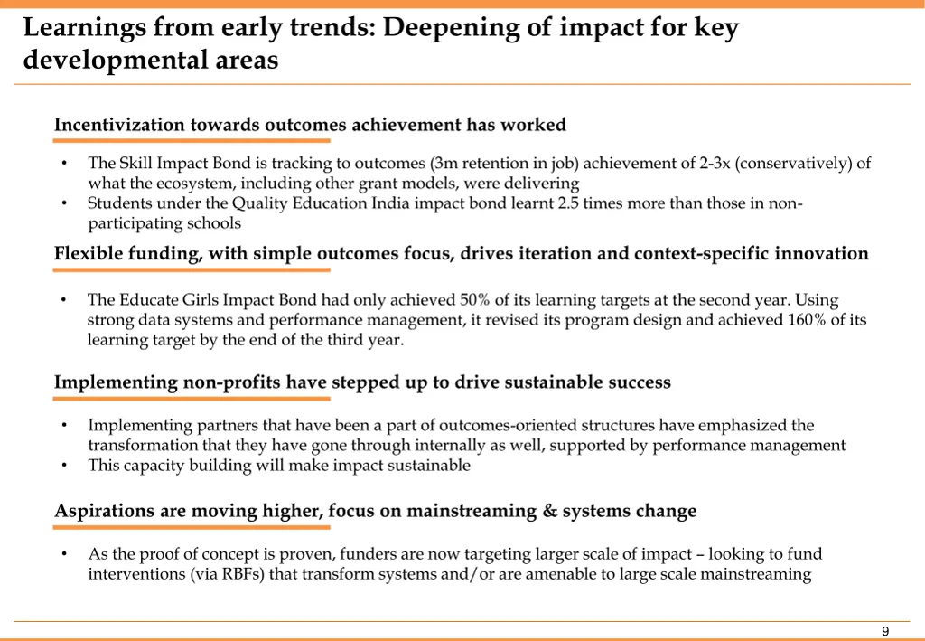 learnings from early trends deepening of impact