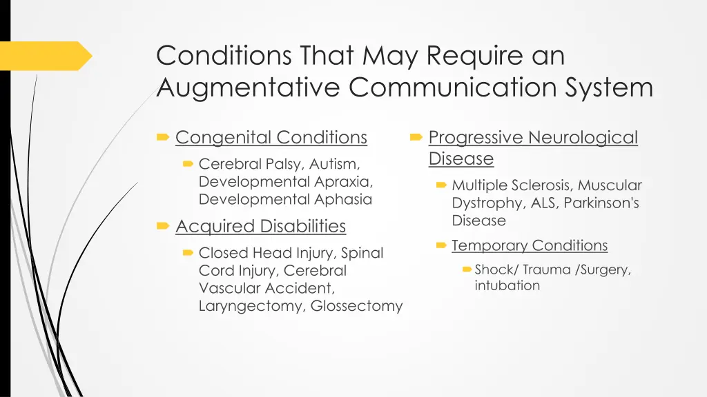 conditions that may require an augmentative