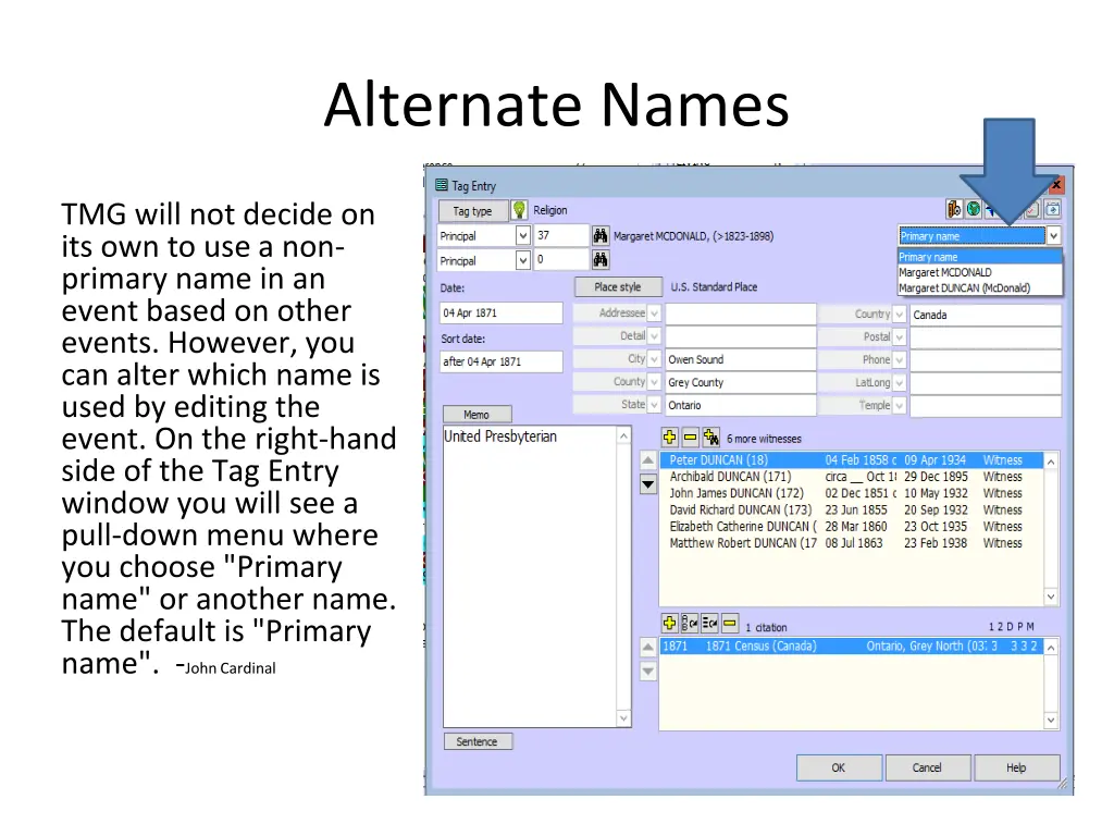 alternate names