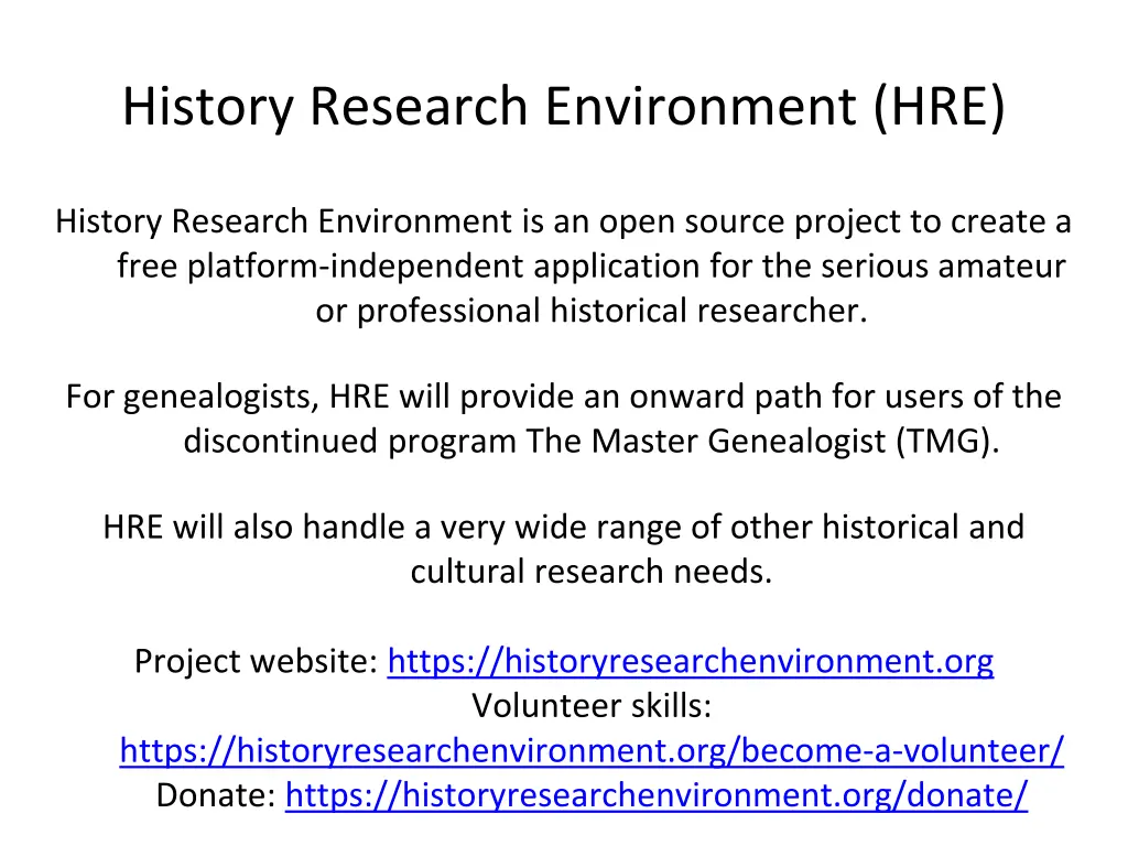history research environment hre