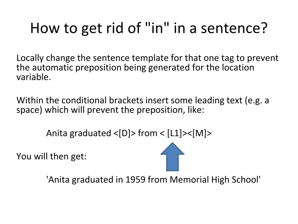 how to get rid of in in a sentence