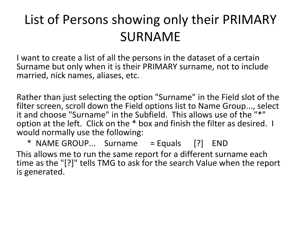 list of persons showing only their primary surname 4