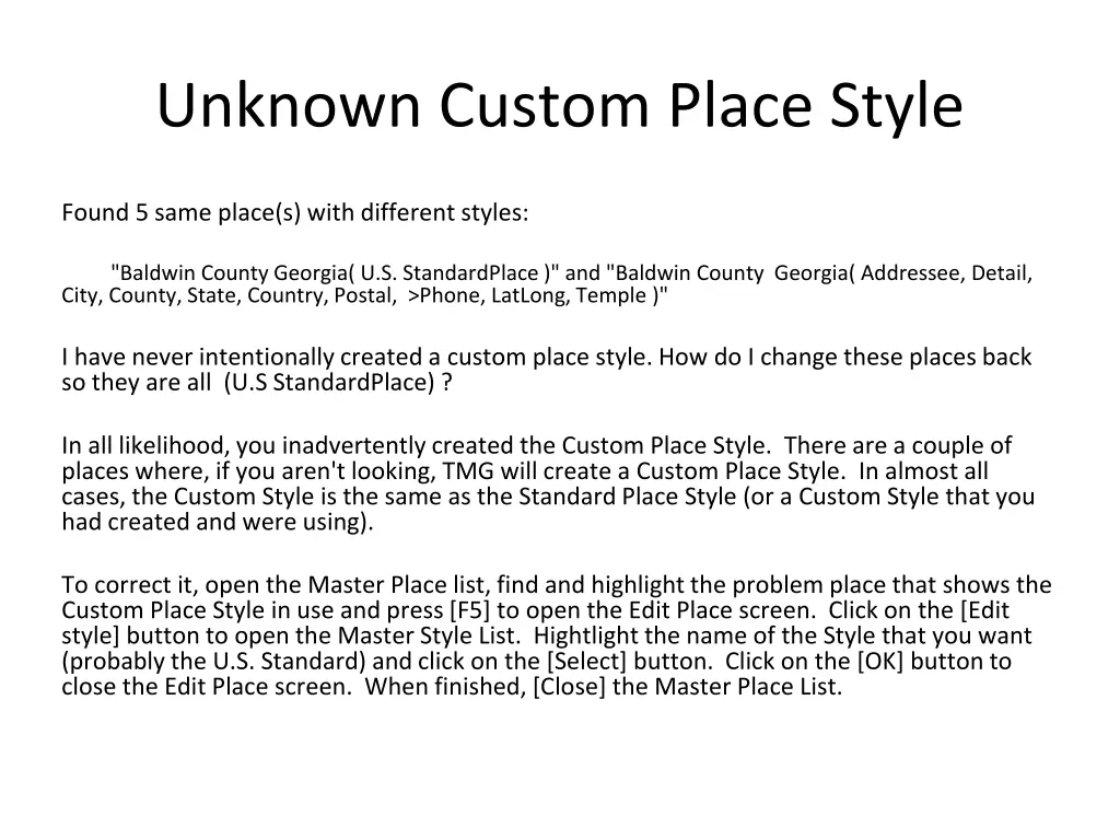 unknown custom place style