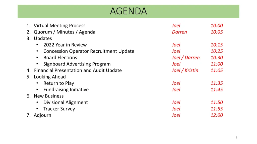 agenda