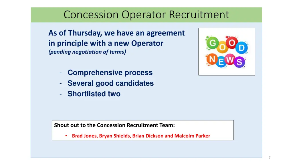 concession operator recruitment