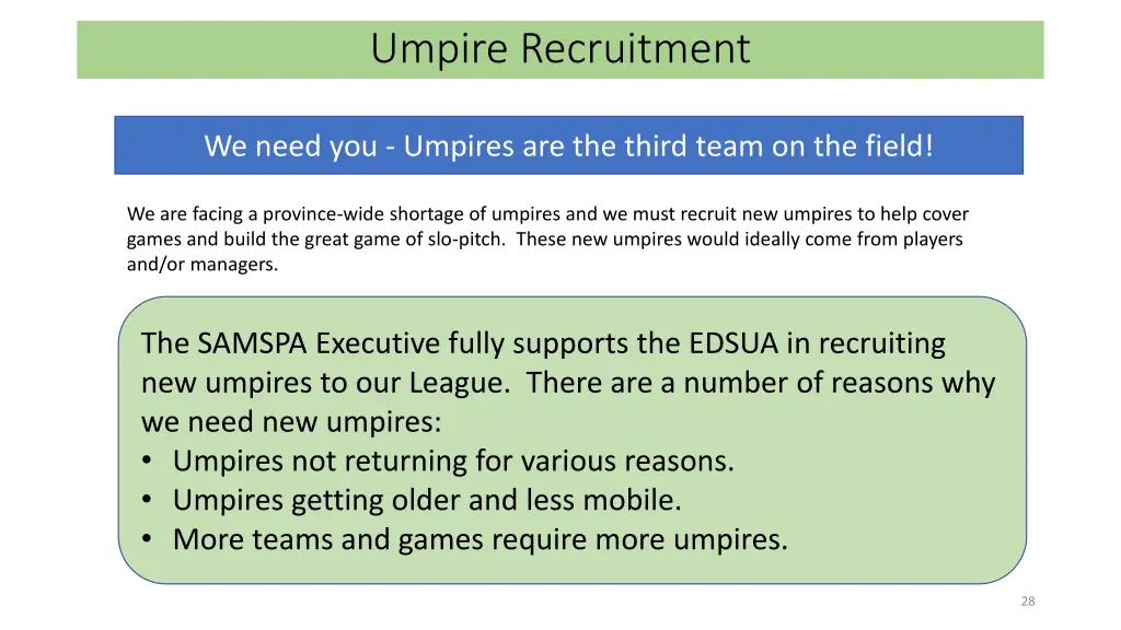 umpire recruitment