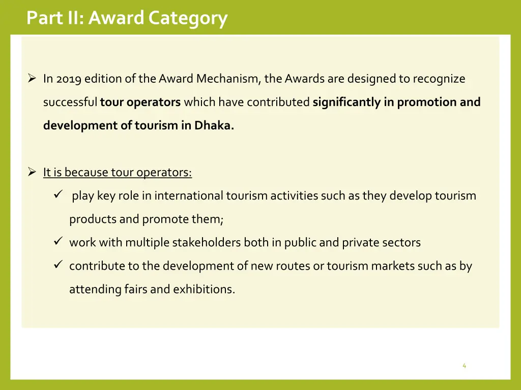 part ii award category