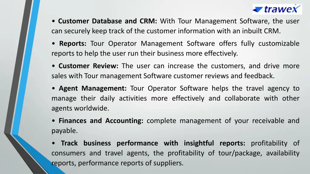 customer database and crm with tour management
