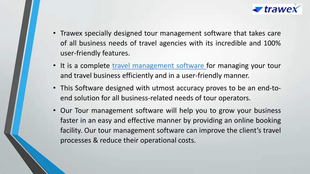 trawex specially designed tour management