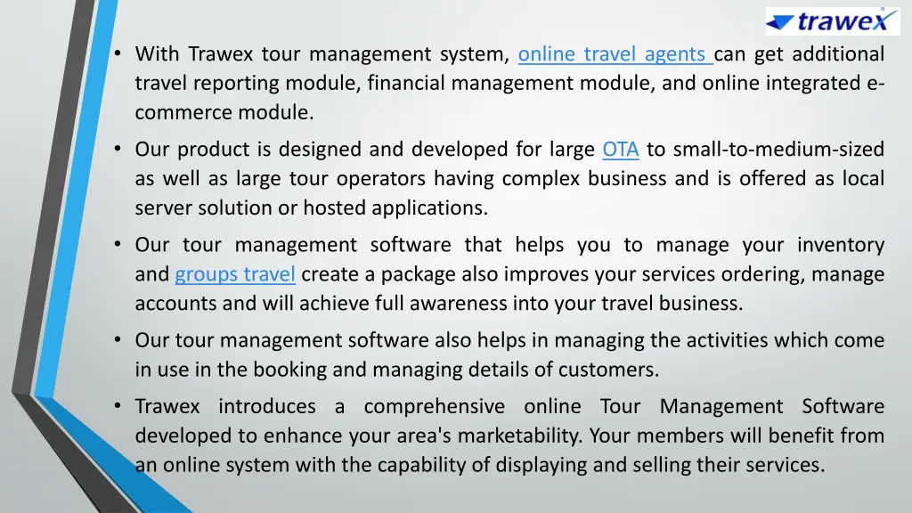 with trawex tour management system online travel