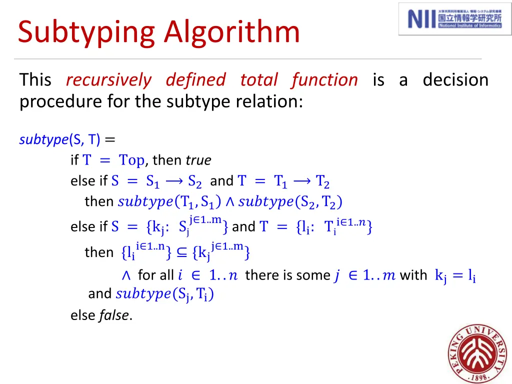 subtyping algorithm