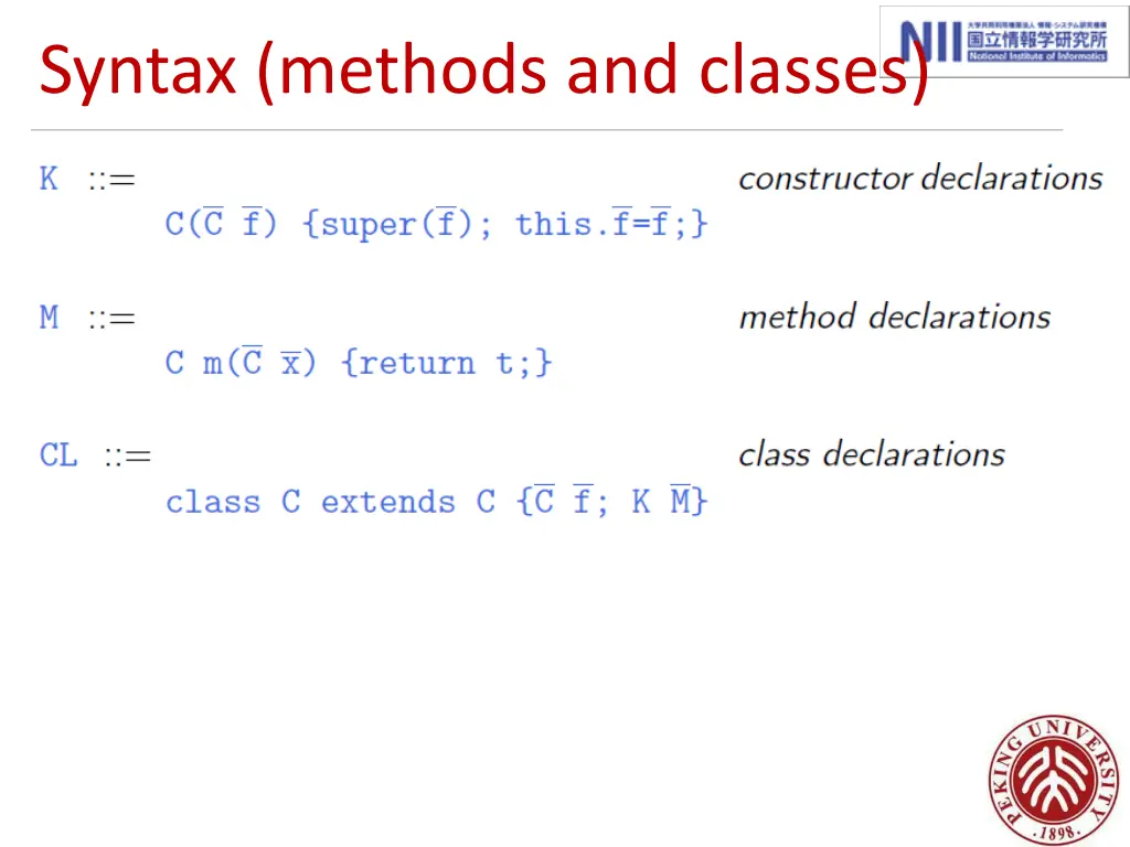 syntax methods and classes