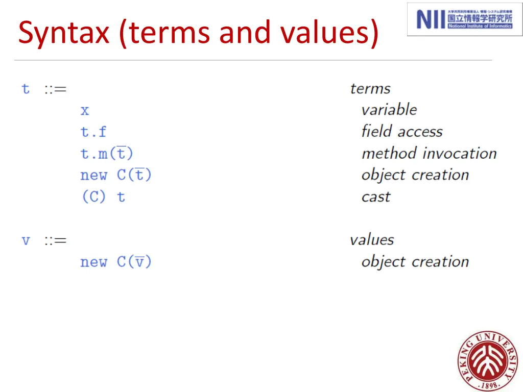 syntax terms and values