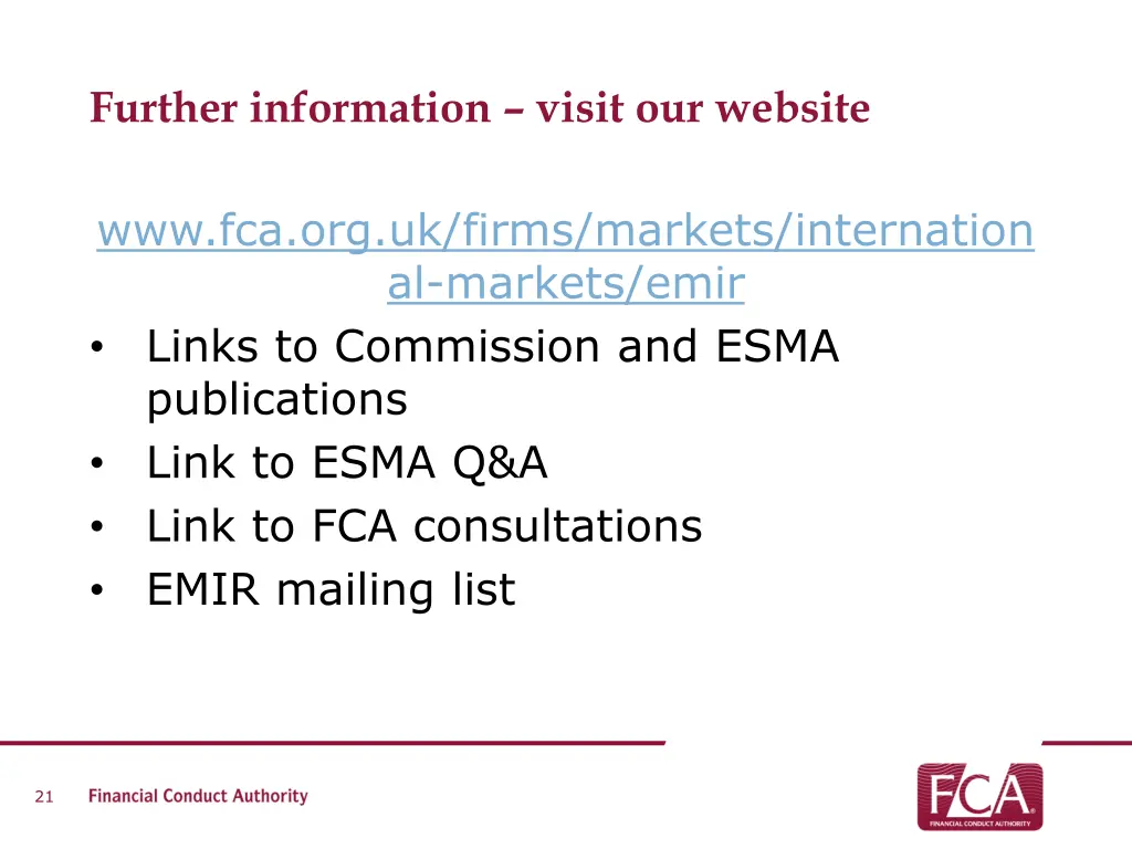 further information visit our website
