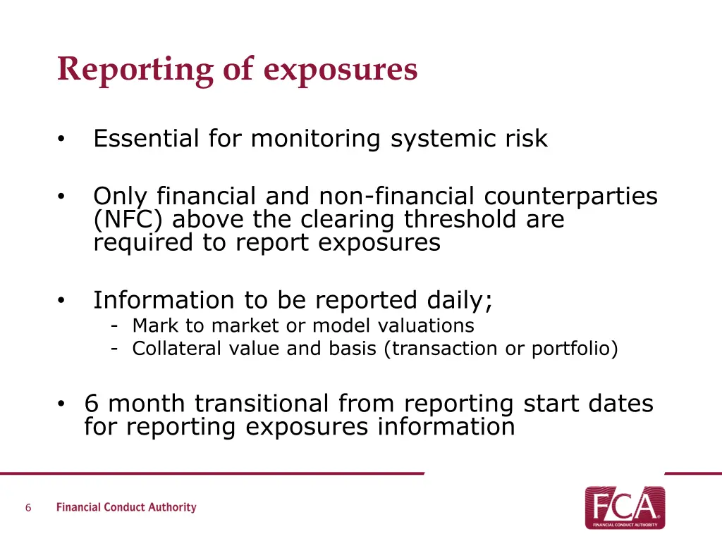 reporting of exposures