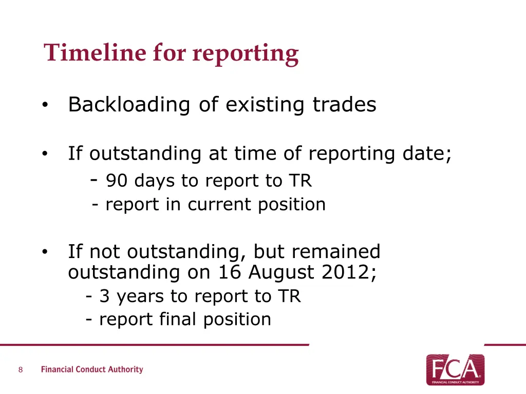 timeline for reporting 1