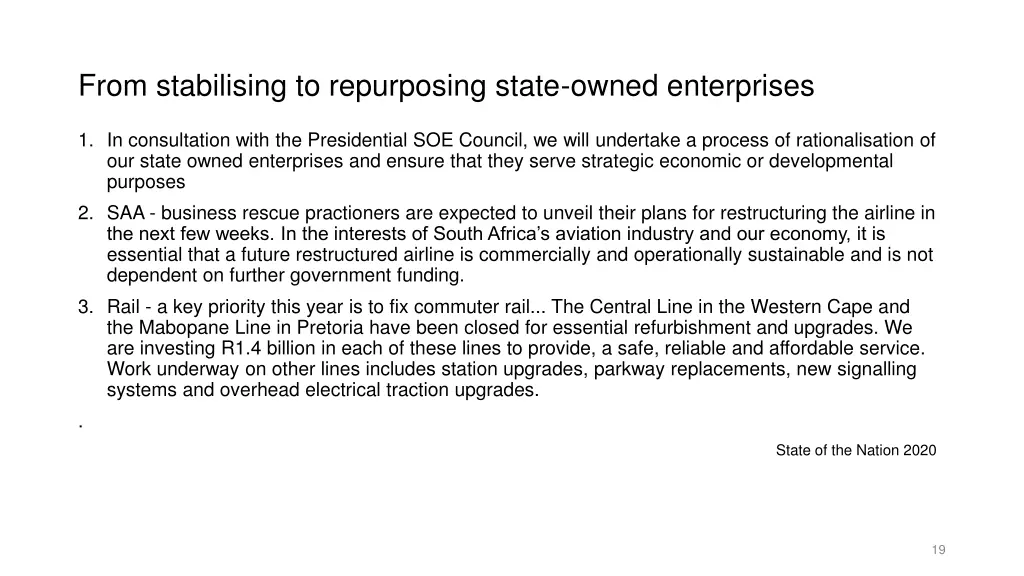 from stabilising to repurposing state owned