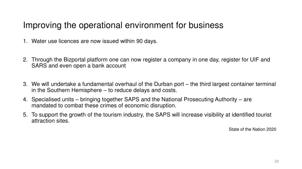 improving the operational environment for business
