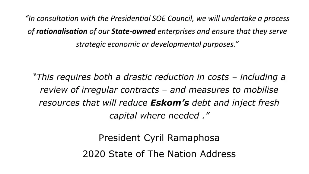 in consultation with the presidential soe council