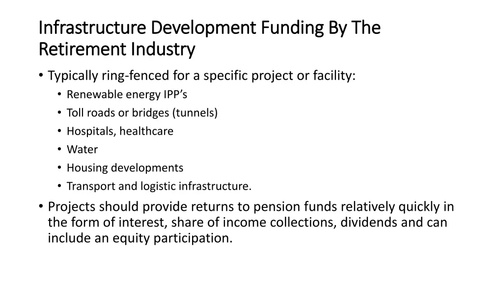 infrastructure development funding
