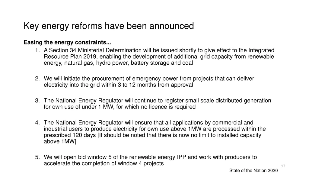 key energy reforms have been announced