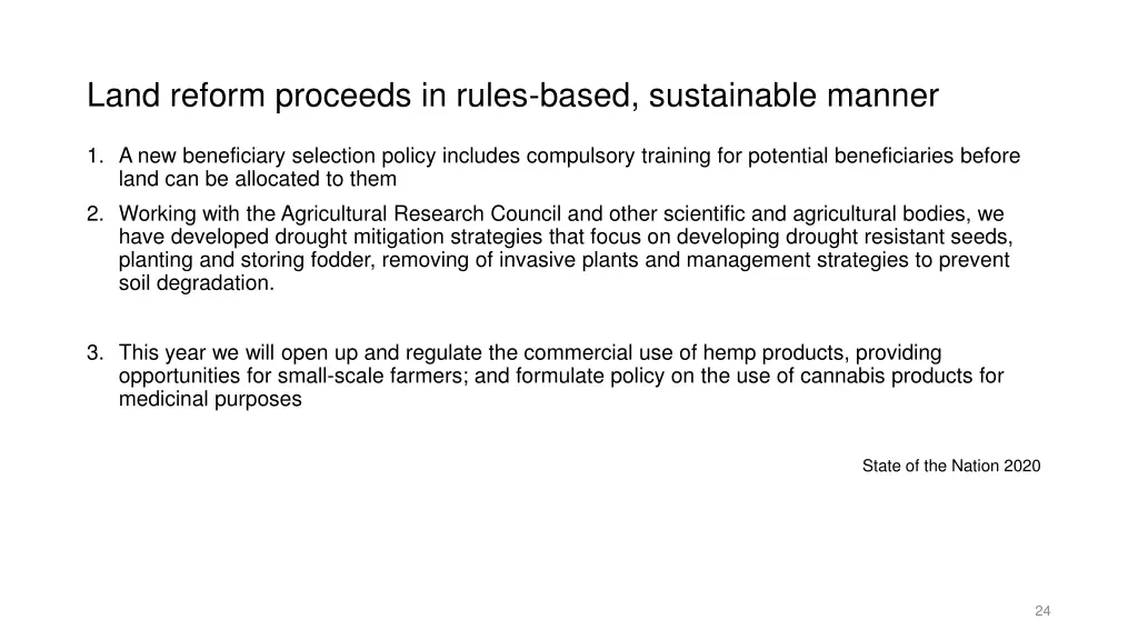 land reform proceeds in rules based sustainable 1