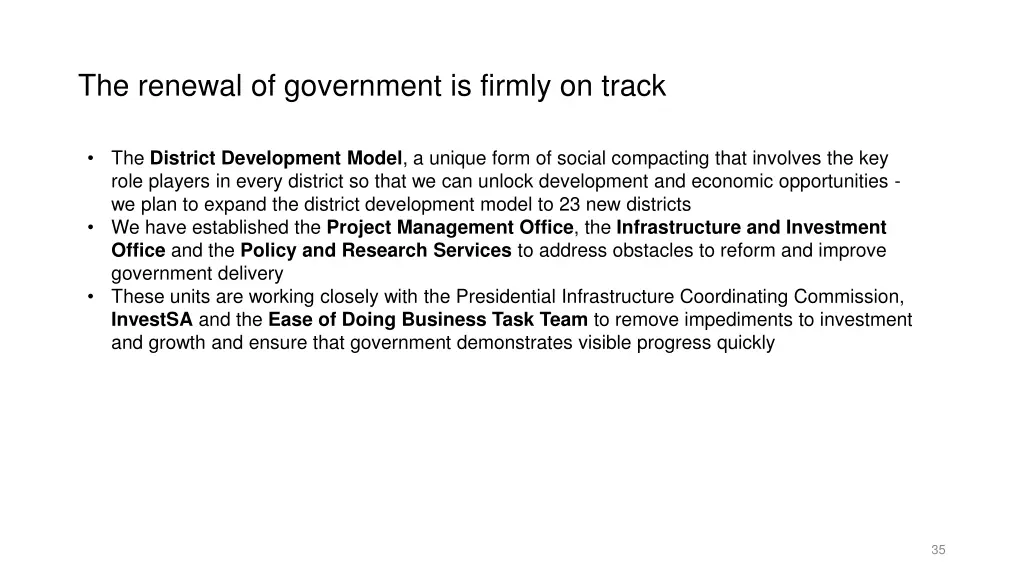 the renewal of government is firmly on track
