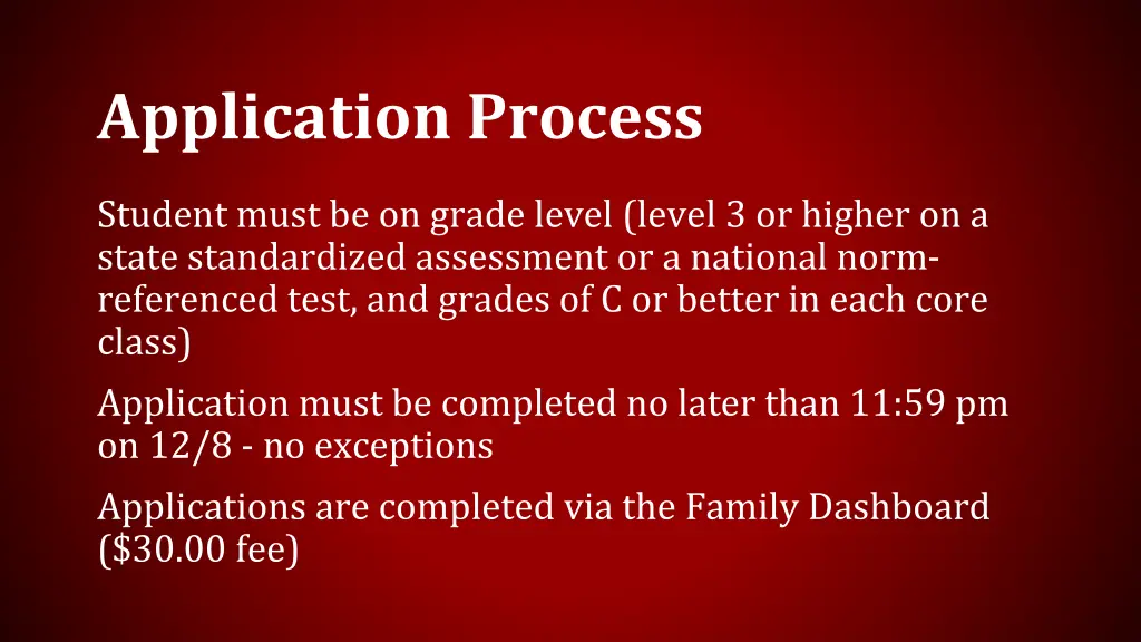 application process