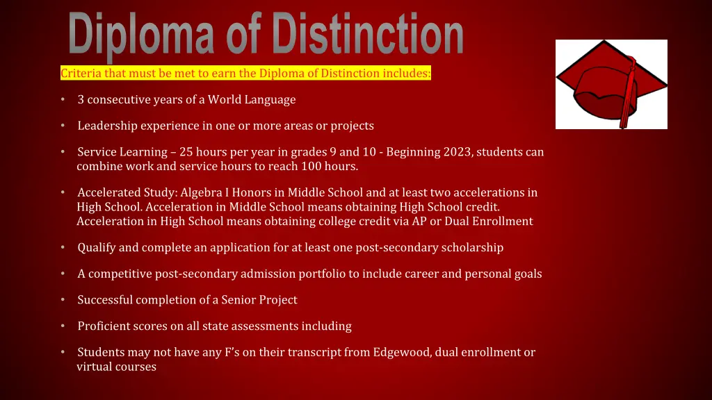 diploma of distinction