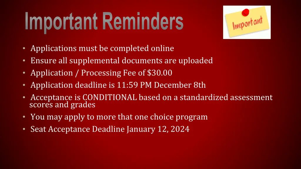important reminders