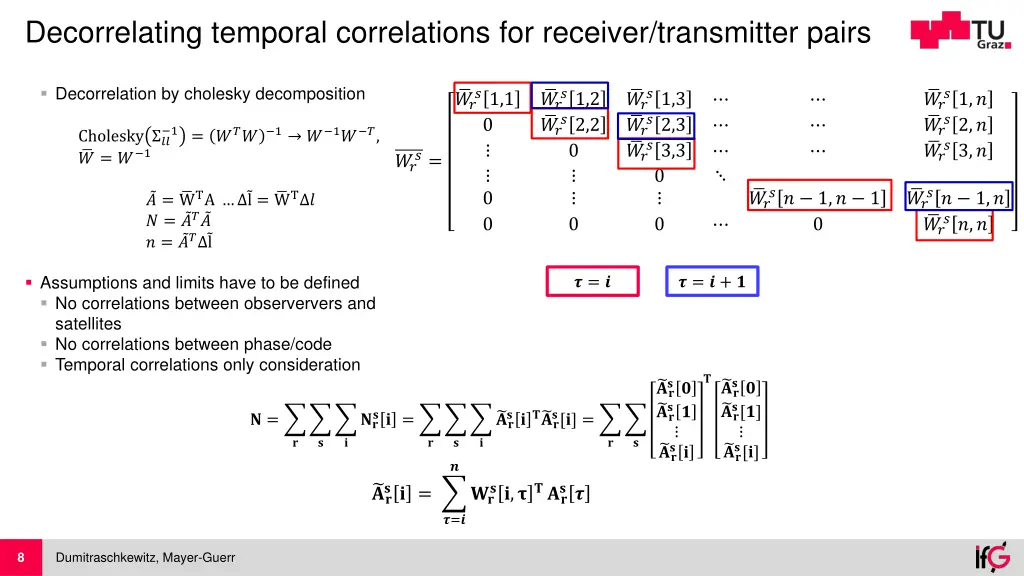 decorrelating temporal correlations for receiver