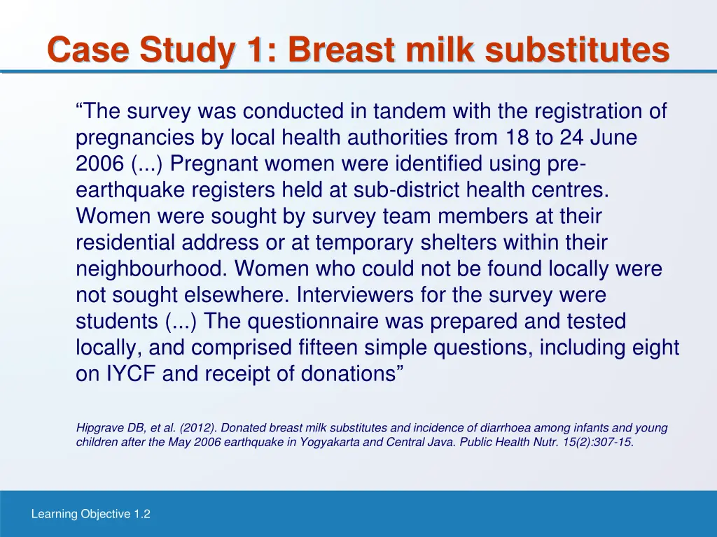 case study 1 breast milk substitutes