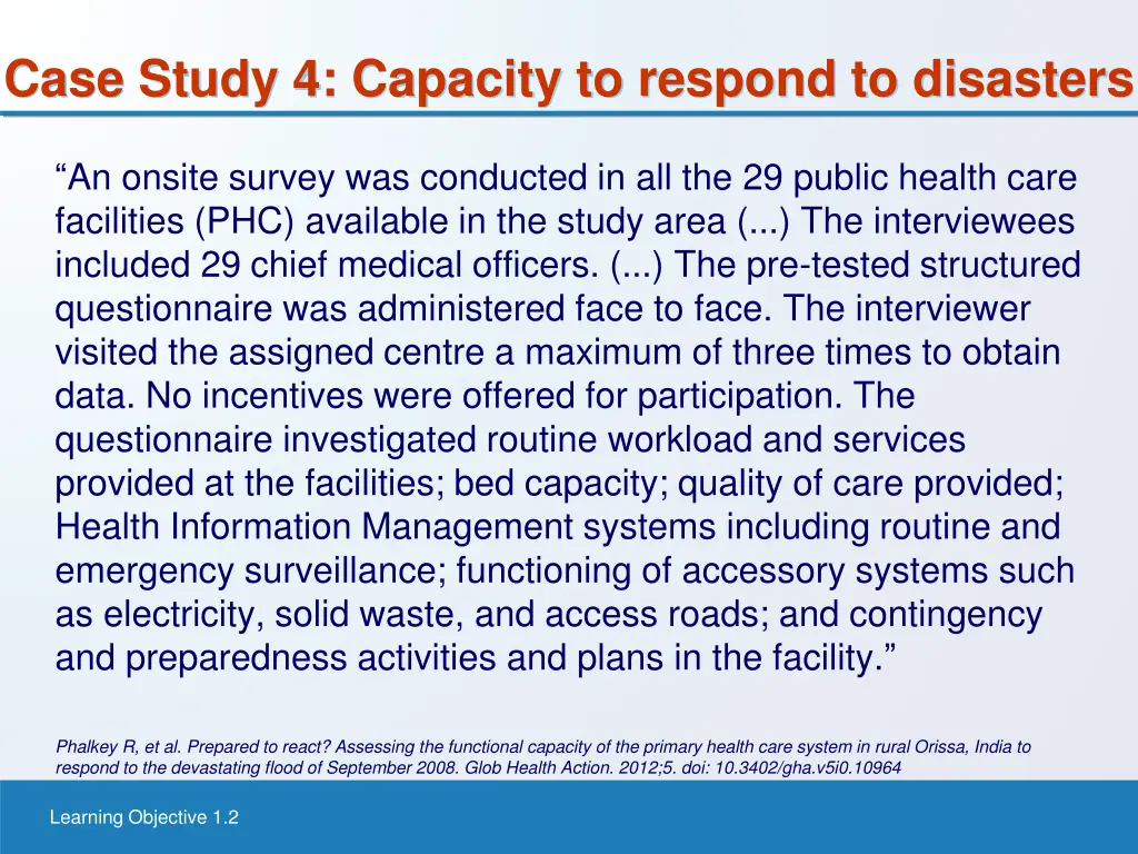 case study 4 capacity to respond to disasters