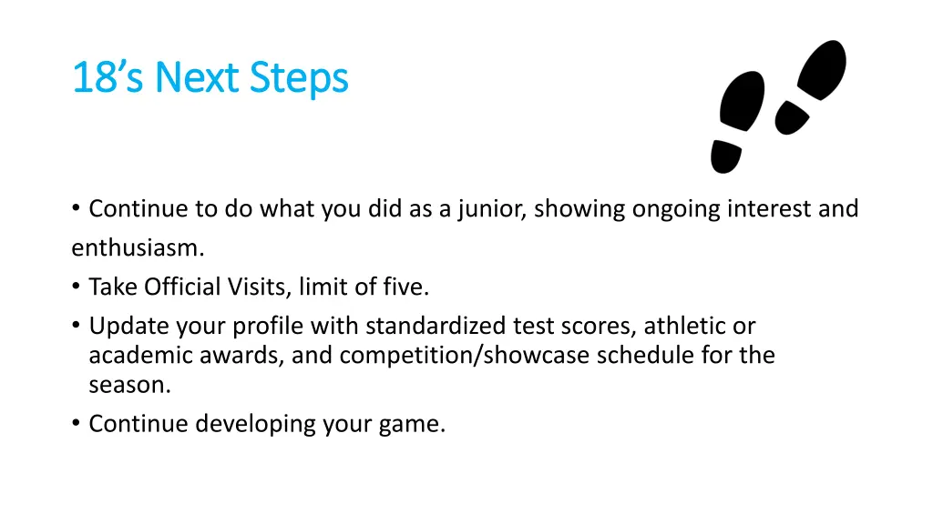 18 s next steps 18 s next steps