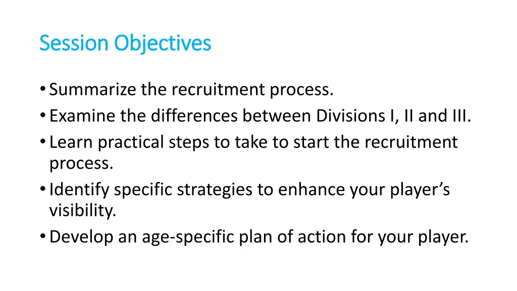 session objectives session objectives