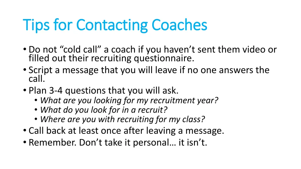 tips for contacting coaches tips for contacting