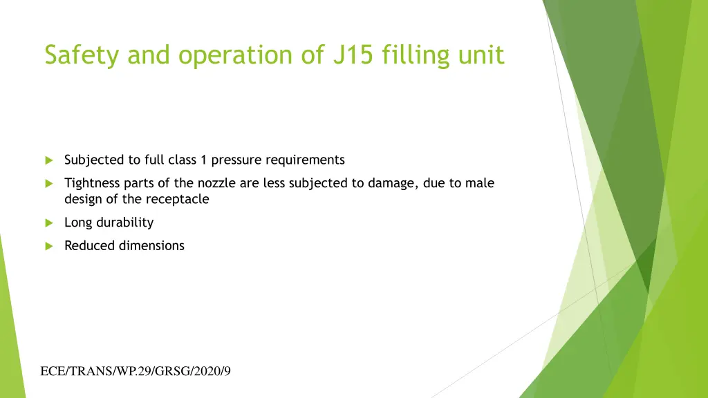 safety and operation of j15 filling unit