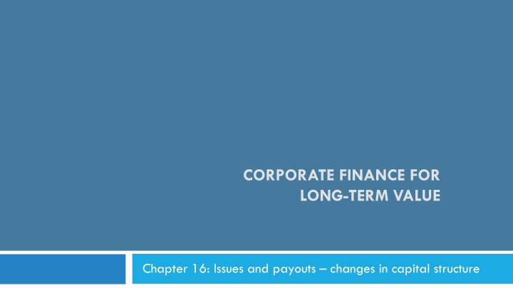 corporate finance for long term value