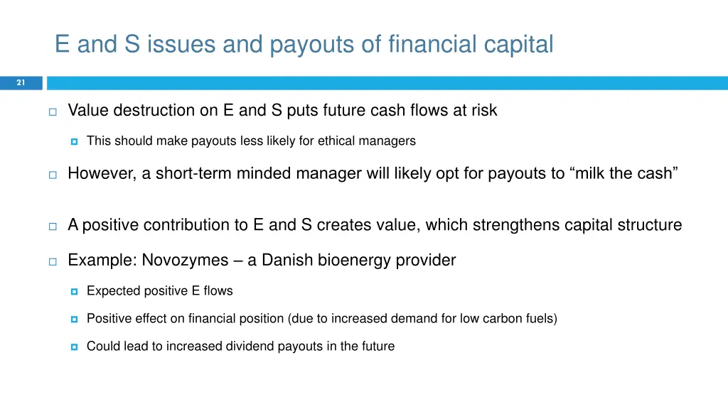 e and s issues and payouts of financial capital 1