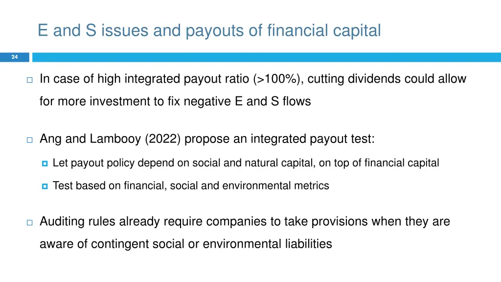 e and s issues and payouts of financial capital 2