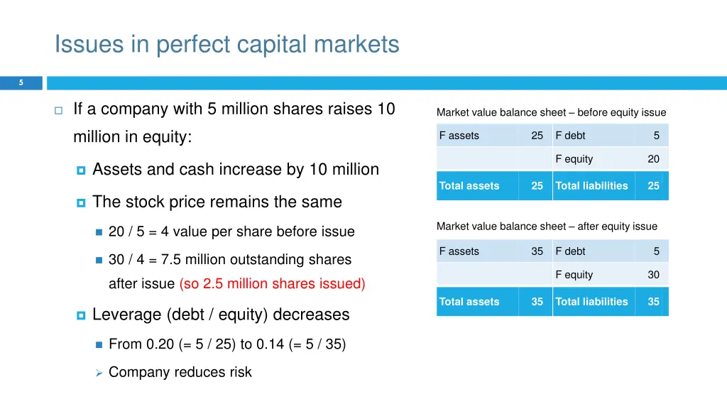 issues in perfect capital markets