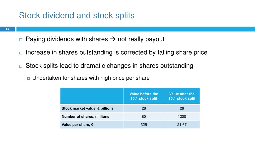 stock dividend and stock splits