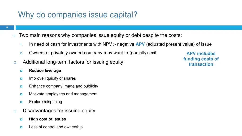 why do companies issue capital